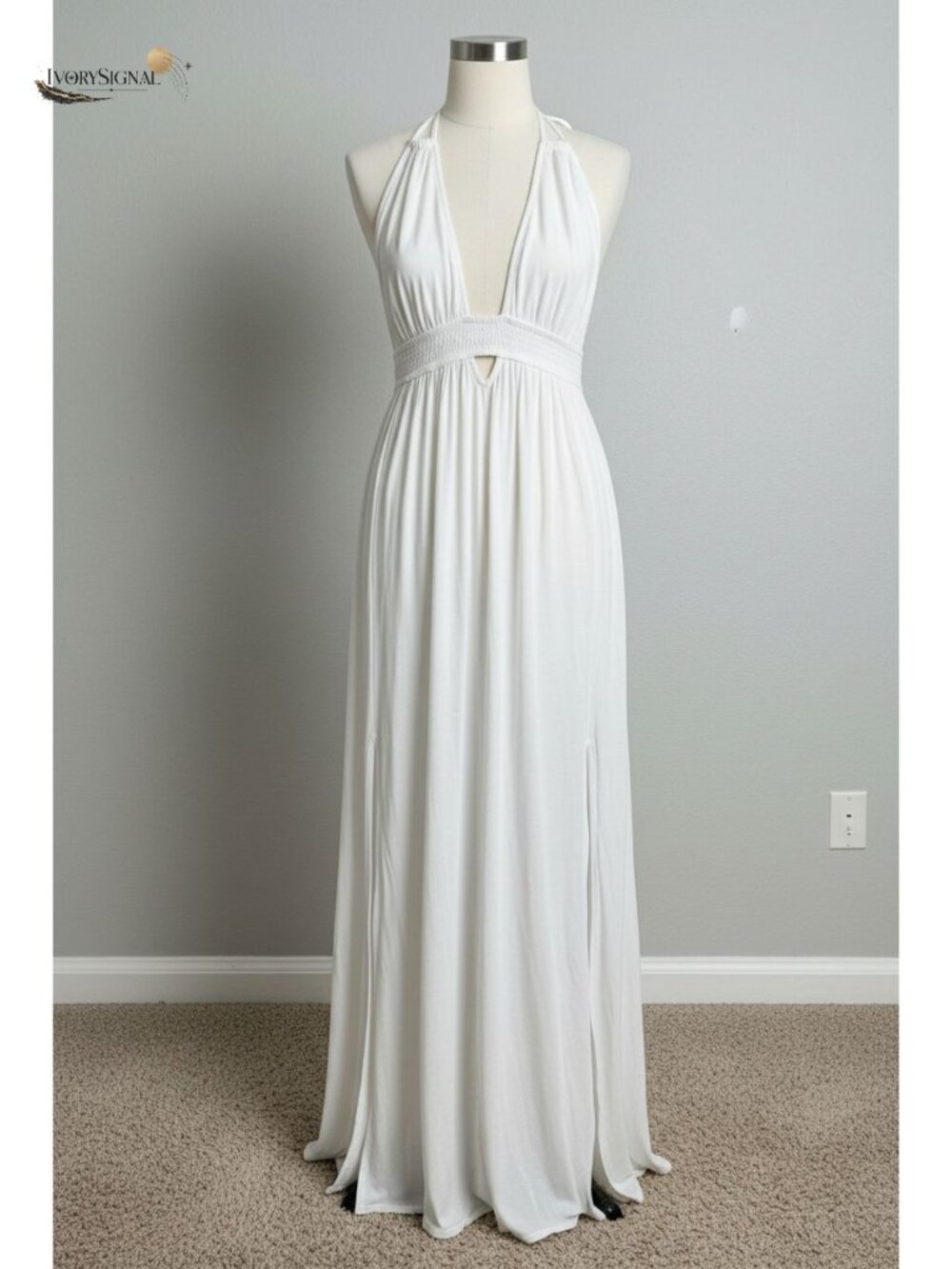 Womens Summer Halter Neck Maxi Dress Boho Beach Vacation Sleeveless